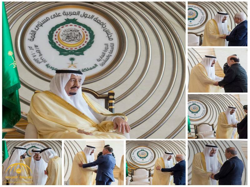 بالفيديو والصور: الملك سلمان يستقبل قادة ورؤساء الوفود العربية إلى مقر انعقاد القمة بالظهران