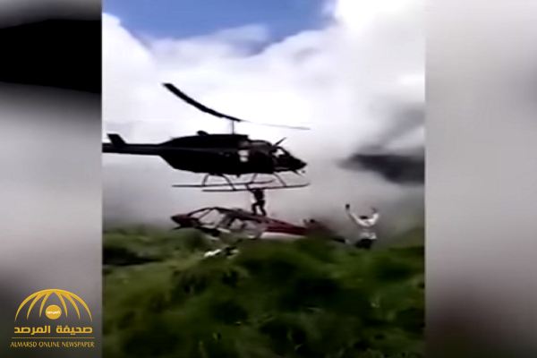 شاهد.. لحظة تحطم "هليكوبتر" ومقتل شخص أثناء محاولة إنقاذ ركاب طائرة أخرى!
