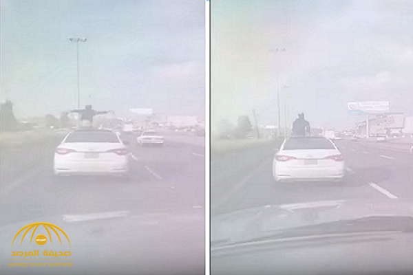 بالفيديو.. سائق يقود مركبته بقدميه أثناء خروجه من فتحة السقف بعسير!