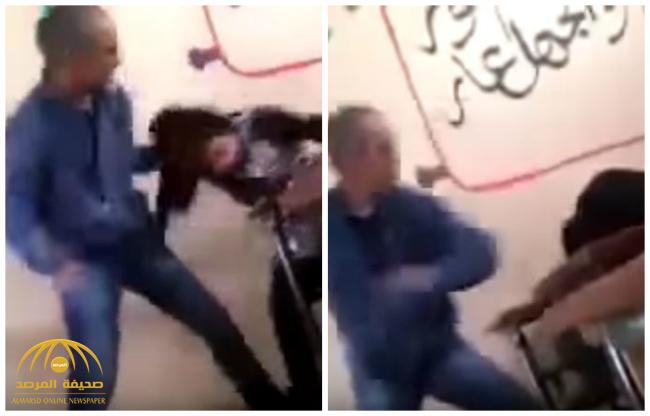 شاهد.. معلم مغربي يعتدي بالضرب على طالبة وينعتها بـ”ألفاظ بذيئة” !