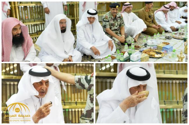 بالصور : أمير مكة المكرمة يشارك رجال الأمن طعام الإفطار ‏في المسجد الحرام