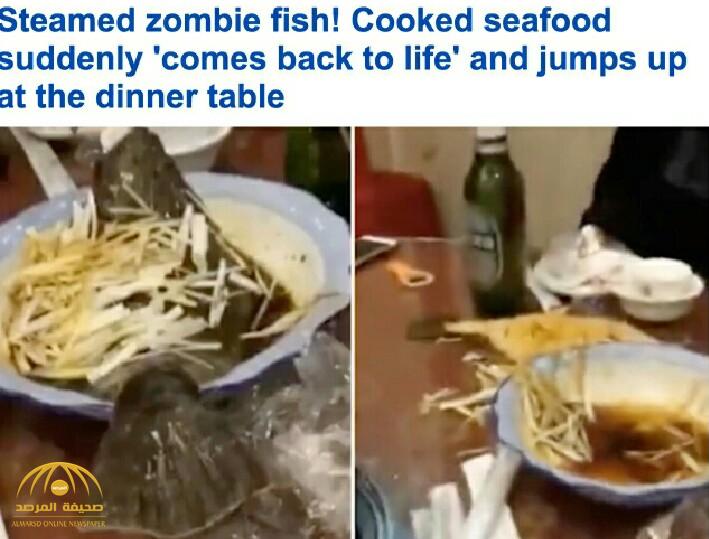 بالفيديو.. سمكة مطهية تعود للحياة وتهرب من الطبق