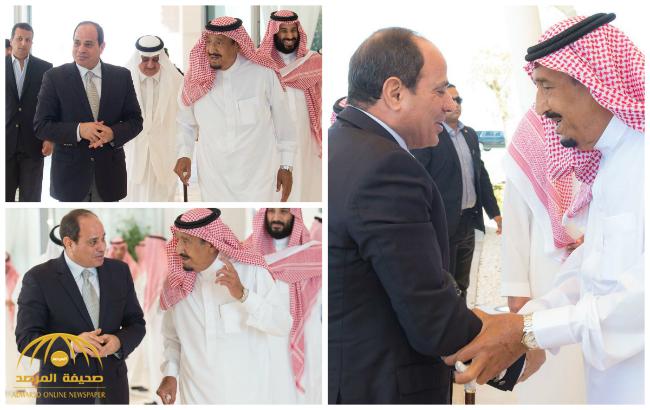 بالصور : خادم الحرمين يستقبل الرئيس المصري في نيوم
