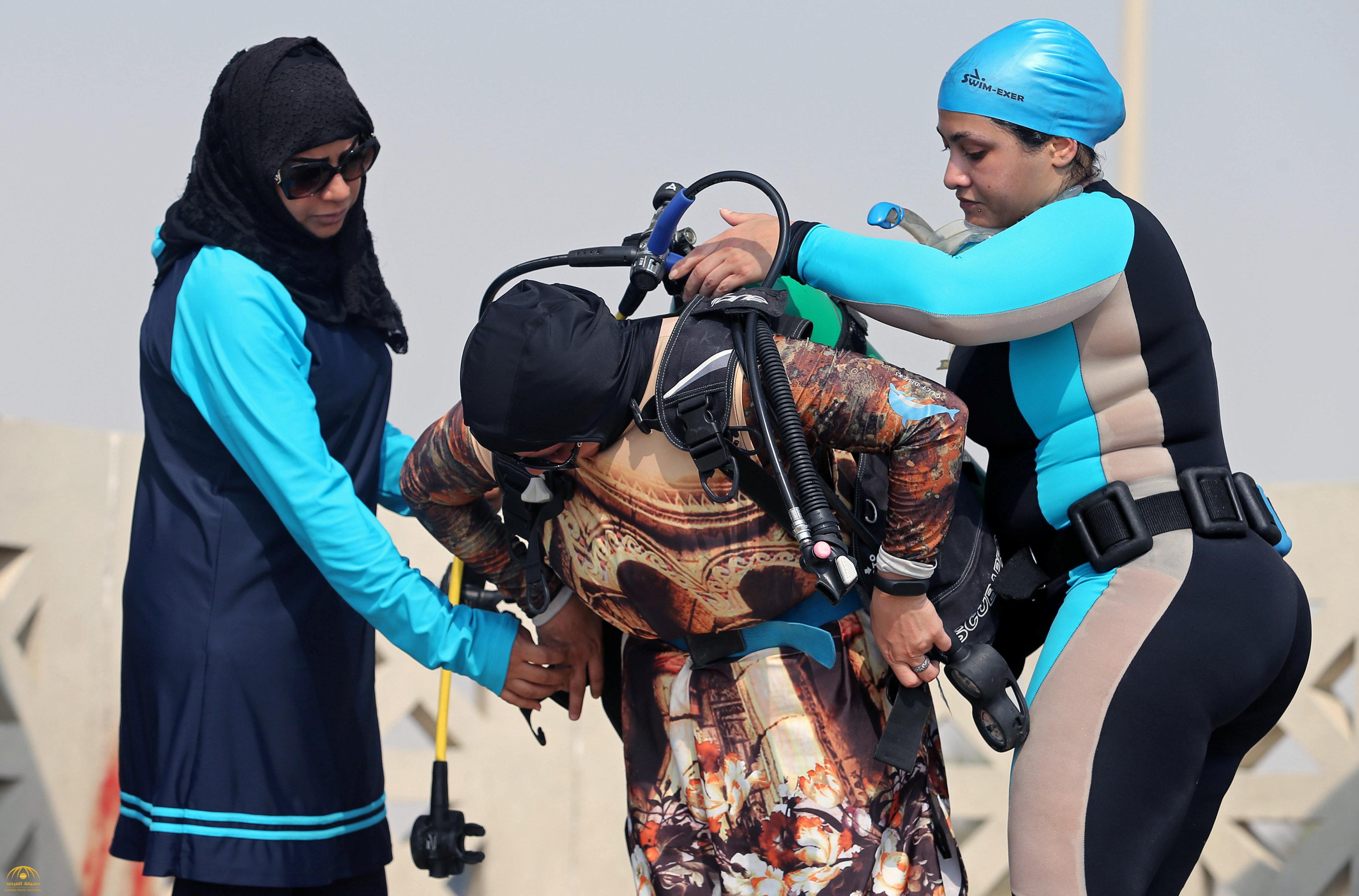 شاهد .. صور جديدة لسعوديات يتدربن على الغوص في المياه المفتوحة بالظهران