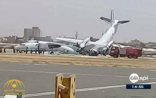 شاهد لحظة اصطدام طائرتين بمطار الخرطوم