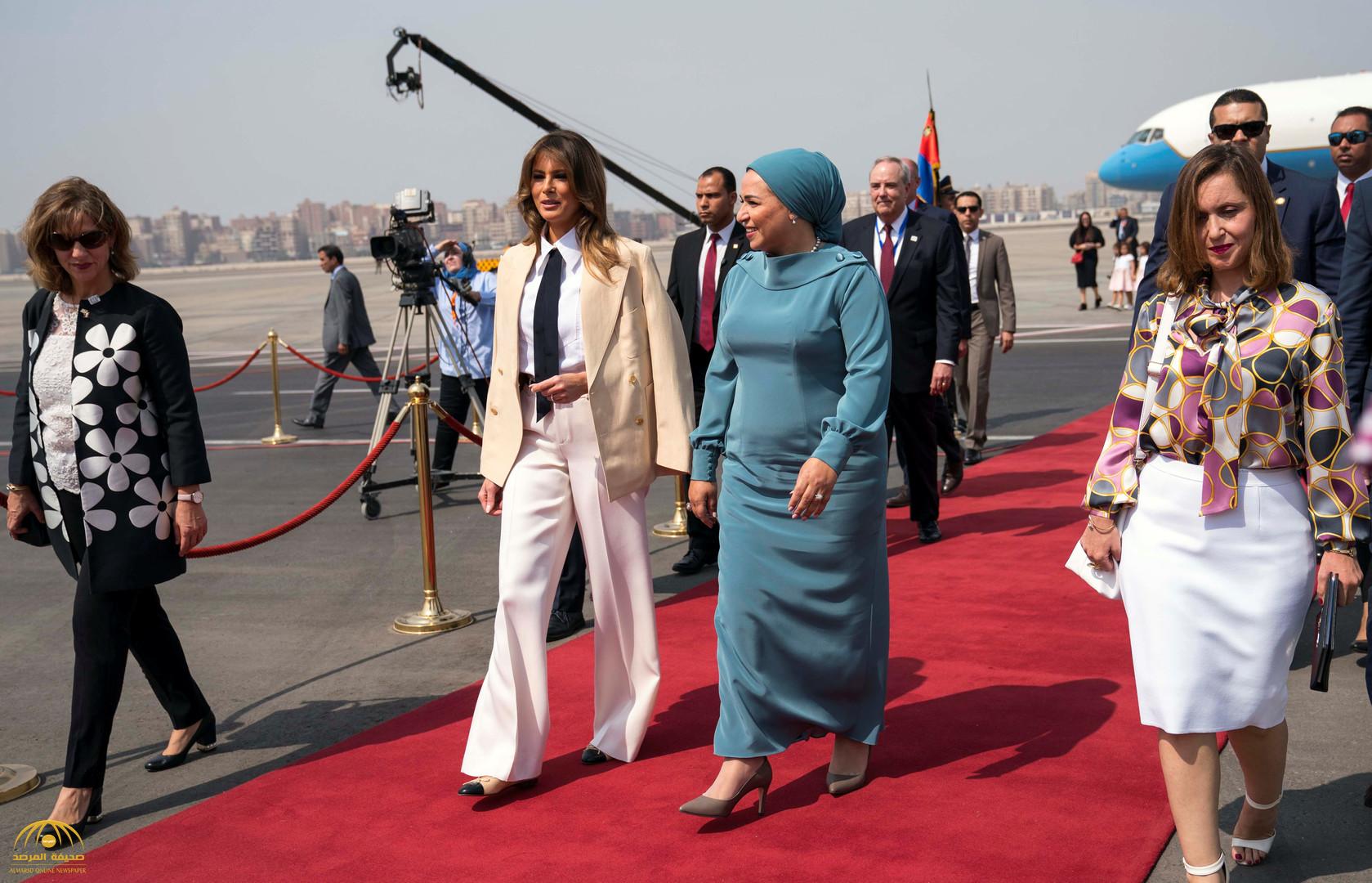 صور وفيديو : زوجة السيسي تستقبل ميلانيا ترامب في القاهرة