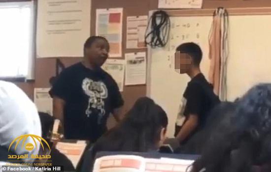 شاهد بالفيديو .. مشاجرة عنيفة وتبادل "اللكمات" بين طالب ومعلمه في أمريكا!