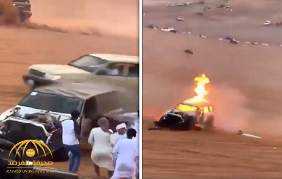 فيديو .. استعراض شاب أمام الجمهور ينتهي بحادث مروع واشتعال المركبة في الإمارات