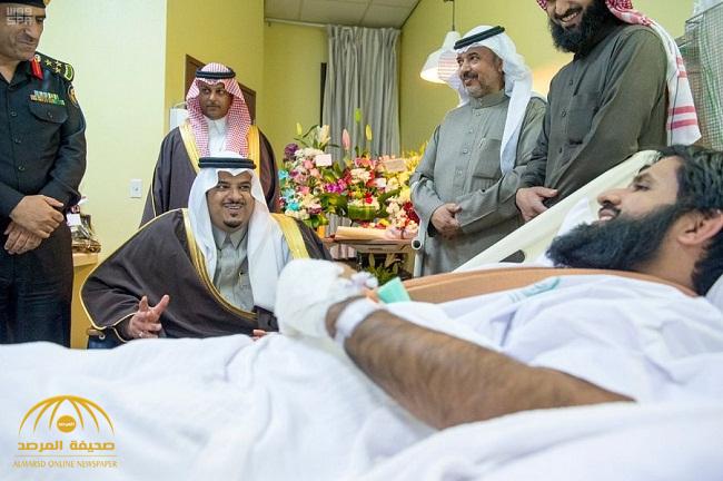 بالصور: نائب أمير الرياض يطمئن على صحة الرائد الوادعي بمستشفى قوى الأمن