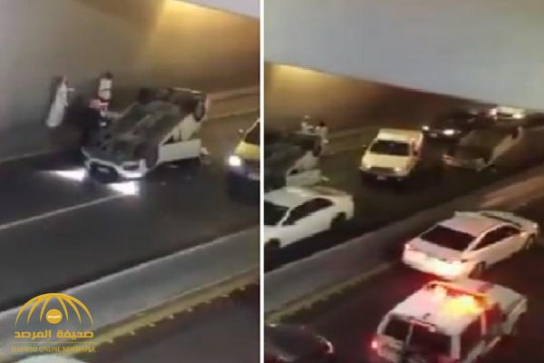 بالفيديو والصور.. حادث مروع داخل نفق مستشفى الأمير منصور بالطائف