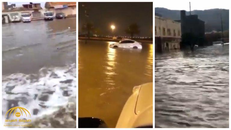 بالفيديو .. شاهد الأمطار والسيول تجتاح عدة مناطق في المملكة