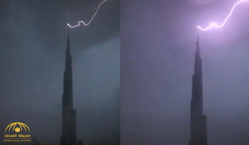 شاهد لحظة تصادم البرق بقمة برج خليفة بدبي.. وهكذا علق ولي عهد الإمارة