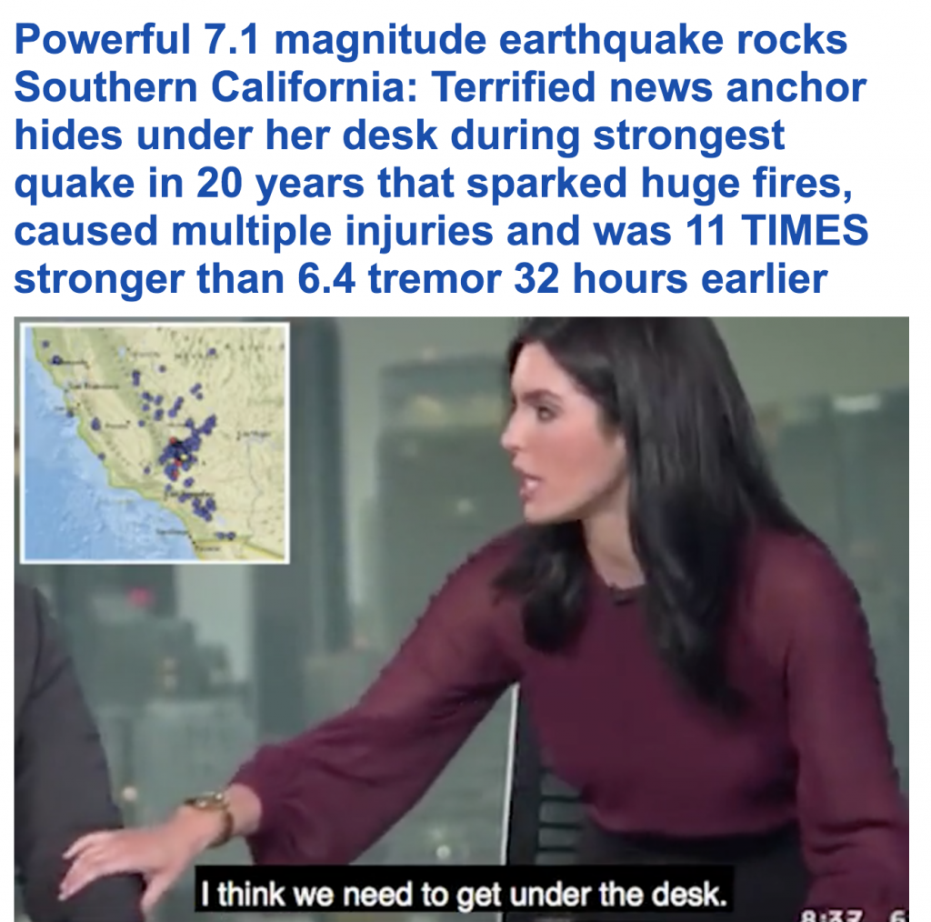 شاهد .. ردة فعل مذيعة برنامج أمريكي أثناء حدوث زلزال في كاليفورنيا