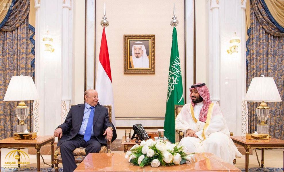 بالفيديو .. ولي العهد يجتمع مع الرئيس اليمني