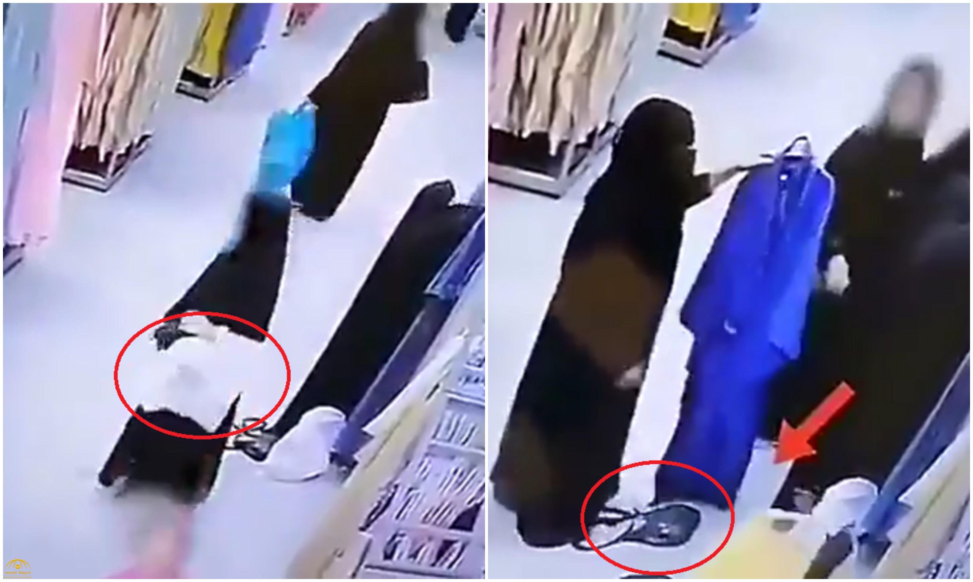 شاهد : كاميرات المراقبة ترصد حيلة امرأة "منقبة"  لسرقة حقيبة في أحد المولات!
