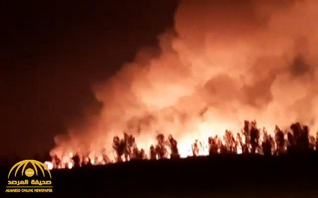 شاهد : نشوب حريق ضخم في عنيزة بالقصيم
