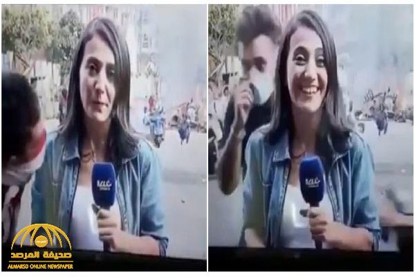 بالفيديو: قبلة مفاجئة لمراسلة قناة "الحدث" وسط تظاهرات لبنان.. شاهد: ردة فعلها !