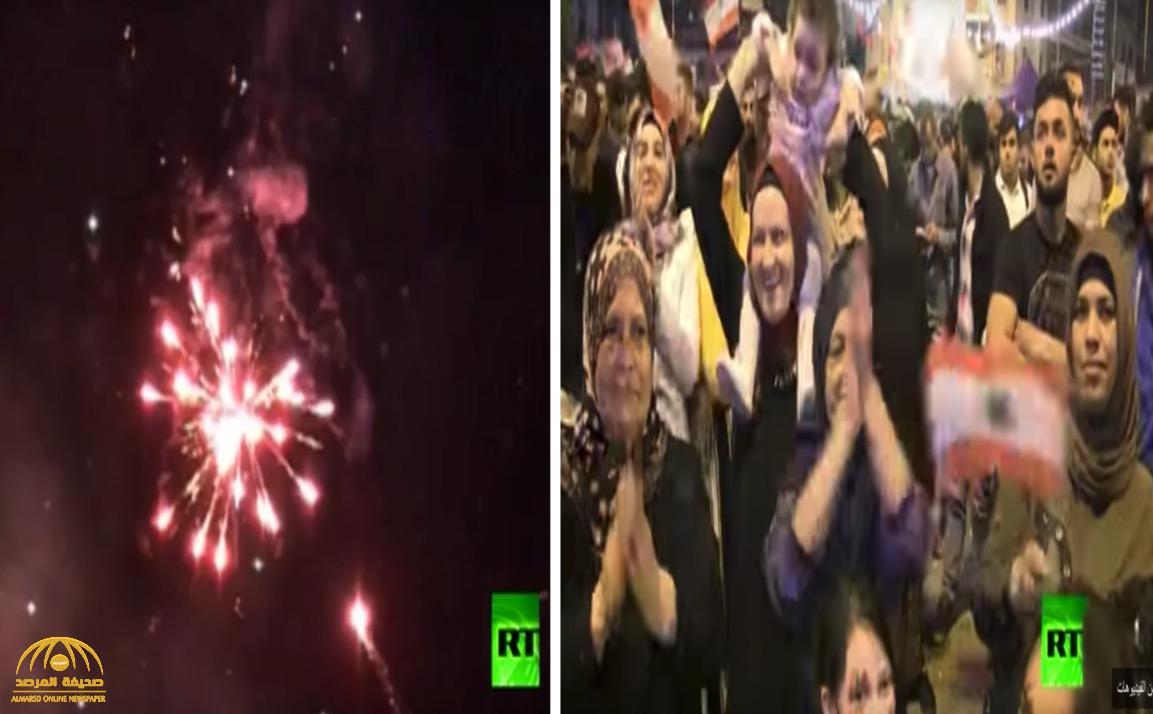 شاهد.. "اللبنانيون" يحتفلون باستقالة الحريري بالألعاب النارية ورقصات الدبكة