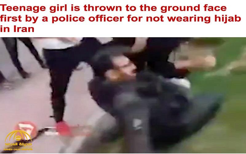 شاهد: رجل أمن  إيراني يضرب فتاة بشكل عنيف لعدم ارتدائها الحجاب - فيديو