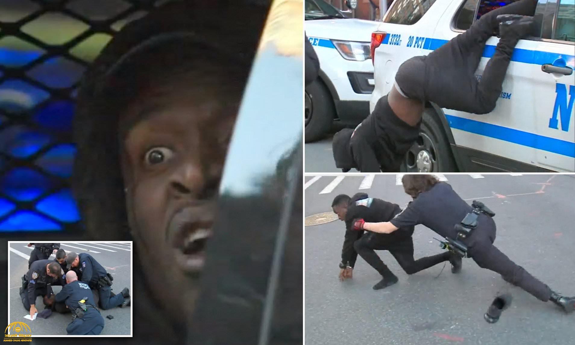 شاهد : متهم أمريكي يقفز من سيارة الشرطة ويحاول الهرب بطريقة مثيرة !