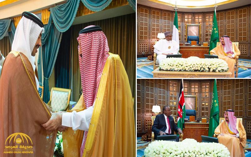 بالصور .. خادم الحرمين يستقبل  وزير الخارجية الإماراتي والرئيس الكيني والرئيس النيجيري