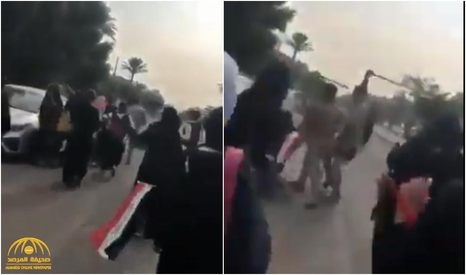 شاهد : اعتداء وحشي من رجال أمن عراقيين على فتيات في طريقهن للمظاهرات