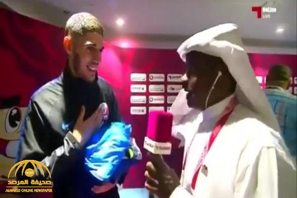 شاهد : لاعب منتخب قطر لا يتحدث العربية يضع  مراسل قناة "الكأس" في موقف محرج