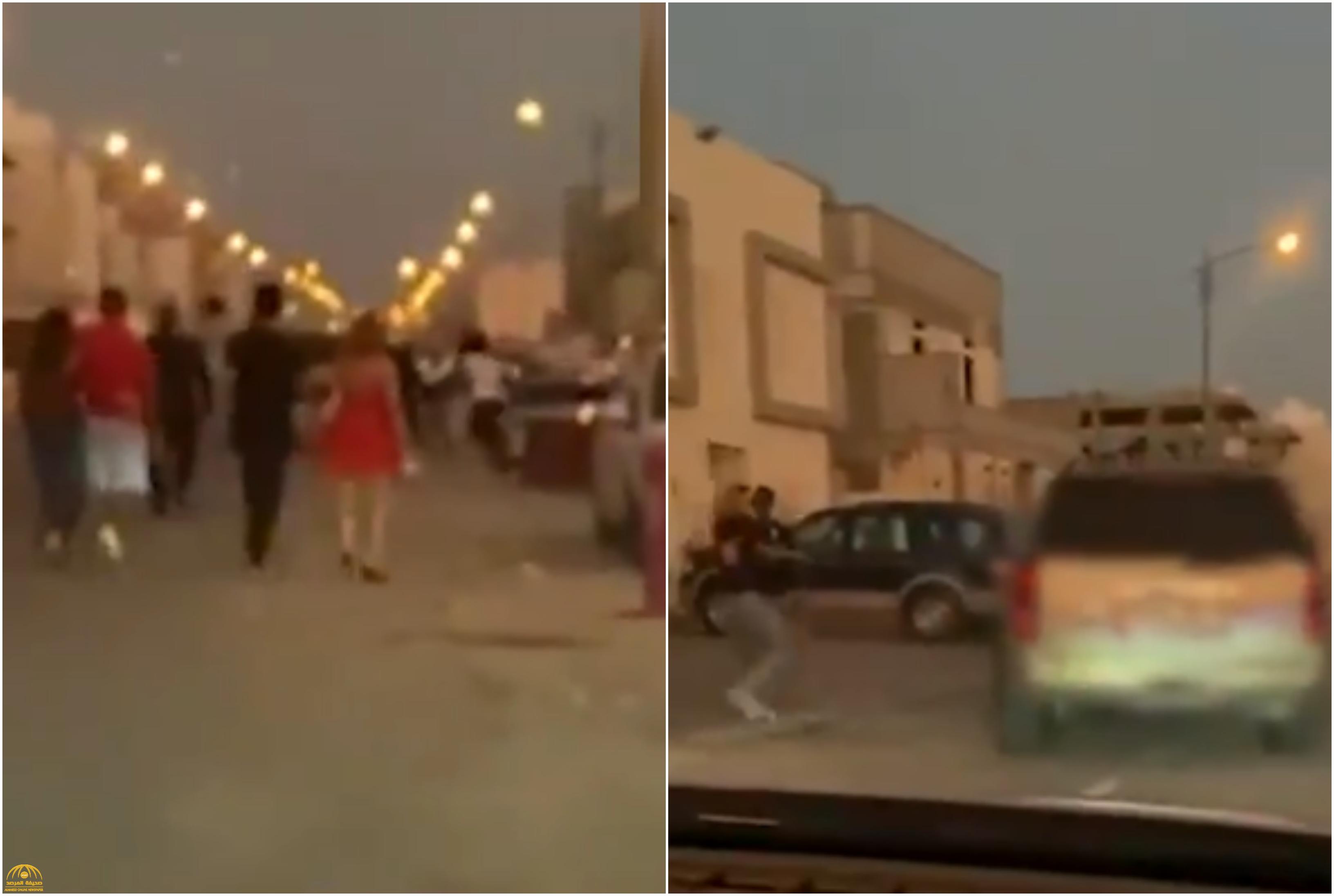 شاهد: مشاجرة بين شباب برفقتهم فتيات يرتدين ملابس سهرة في الكويت!
