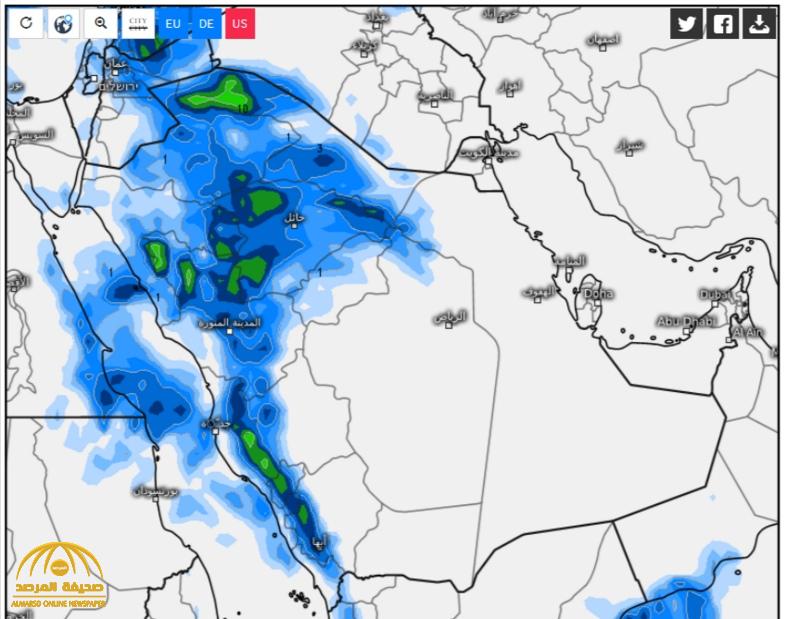 "المسند" يعلن استمرار الحالة المطرية "غيث".. ويتوقع سقوط الأمطار على هذه المناطق!