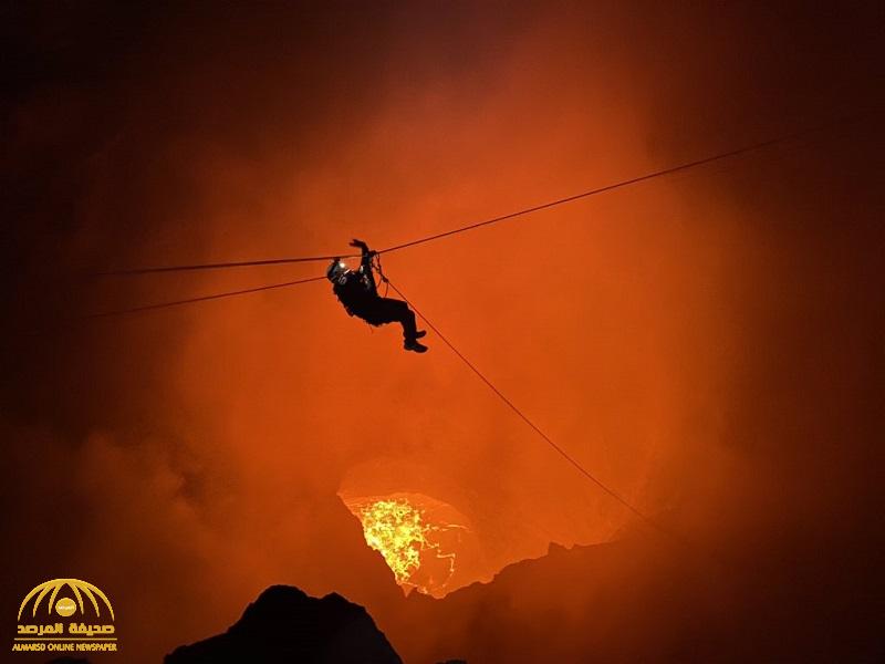 شاهد : مغامر سعودي يتسلق بركاناً نشطاً في نيكاراغوا ويعبر فوق فوهته - فيديو وصور