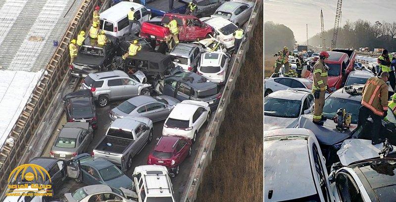 " ليست لقطات مثيرة من فيلم حركة "... شاهد ما حدث ل 69 سيارة على طريق سريع في الولايات المتحدة !