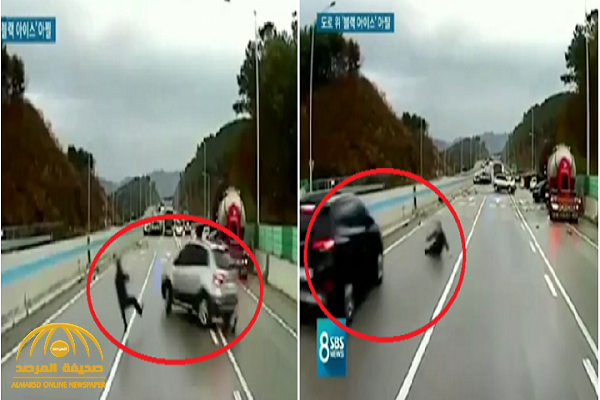 شاهد: أغرب حادث توثقه الكاميرات .. لهذا السبب عرض رجل نفسه للدهس وسط السيارات !