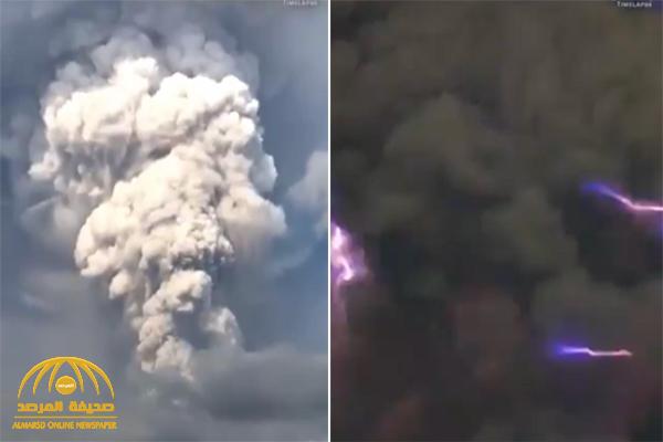 شاهد.. ومضات برق مثيرة داخل الأدخنة المتصاعدة من بركان في الفلبين
