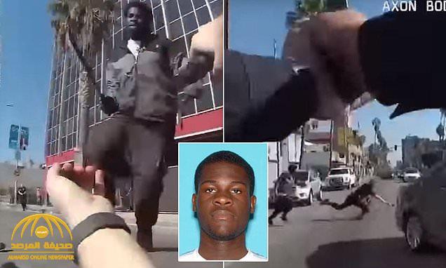 شاهد : شرطي أمريكي يقتل شاب أسود حاول طعنه بالسكين في  لوس أنجلوس
