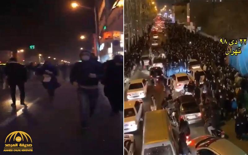 شاهد : اشتعال التظاهرات في إيران .. والأمن يهاجم المحتجين بقنابل الغاز