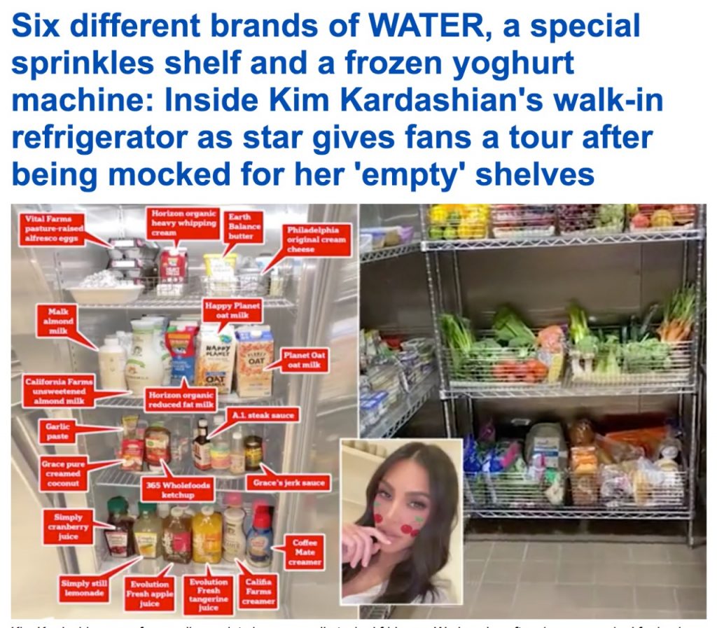 شاهد : كيم كاردشيان تستعرض ما يوجد داخل ثلاجاتها .. وتكشف حقيقة صورتها بجانب “الثلاجة الفارغة” !
