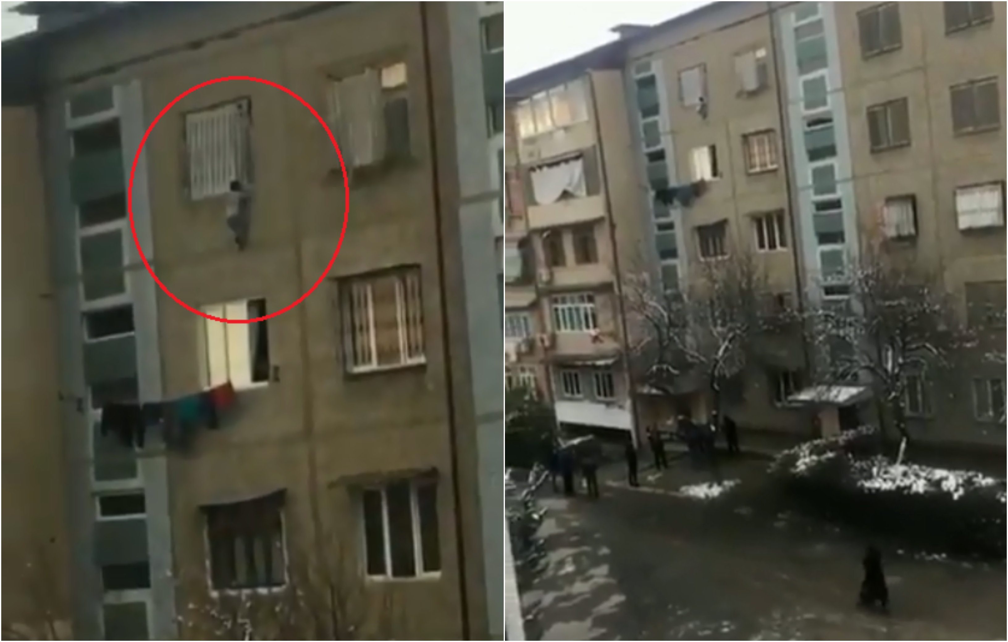 شاهد : كيف أُنقذ طفل علق بنافذة منزله أثناء غياب والديه!