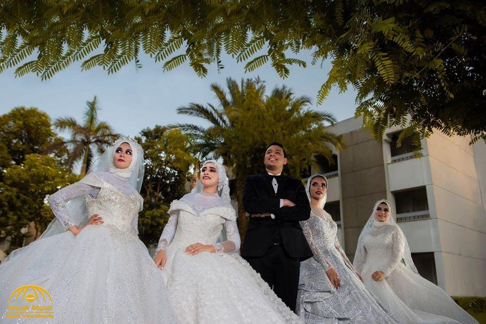 لتحقيق أمنية والدته.. شاهد بالصور: شاب مصري يقيم حفل زفاف على 4 فتيات دفعة واحدة !