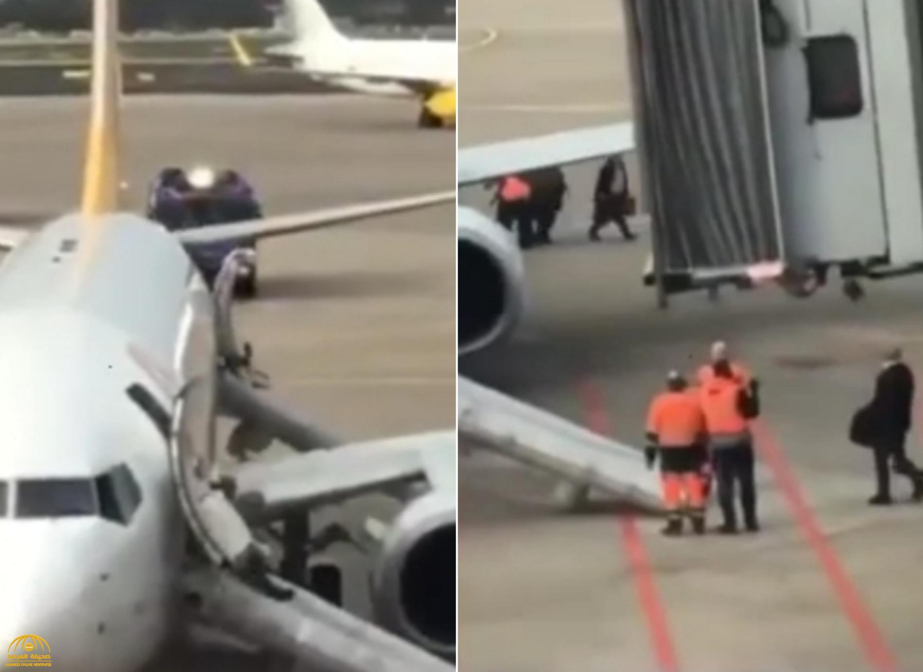 شاهد.. لحظة إخلاء ركاب في طائرة تركية بعد اشتعالها في مطار ألماني