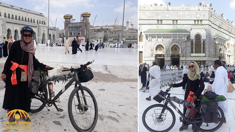 لأول مرة .. شاهد فتاة تونسية تصل المملكة لأداء العمرة على دراجة وتكشف تفاصيل رحلة الـ 53 يوم !