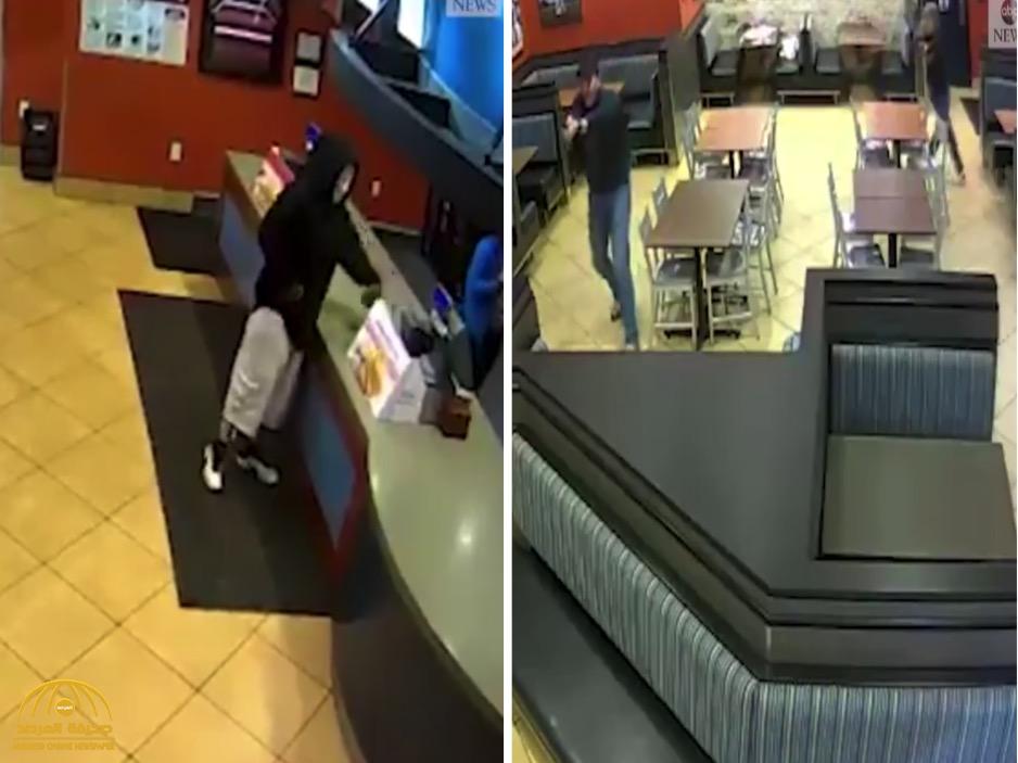 شاهد : مقنع يقتحم مطعم بأمريكا لسرقته.. ومفاجأة كانت بانتظاره !