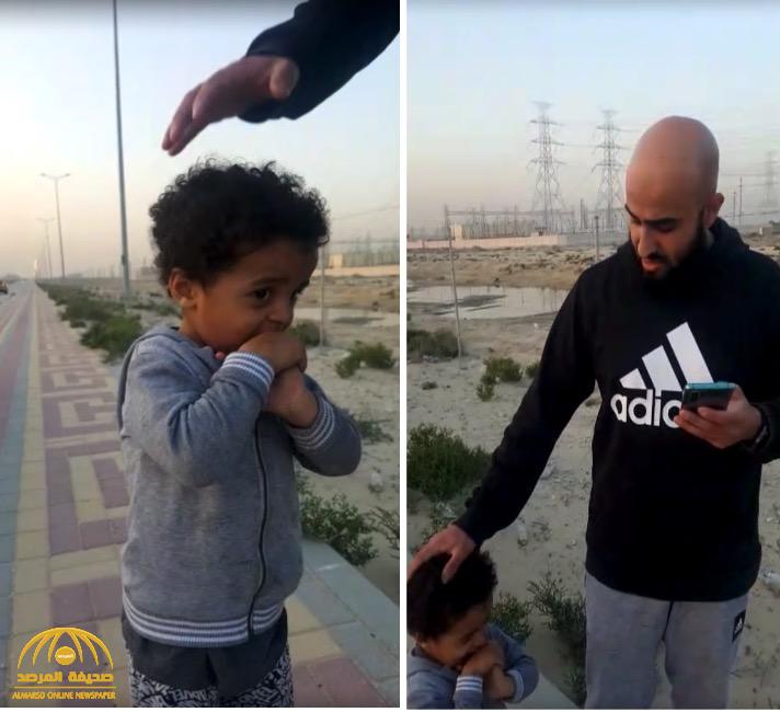 شاهد: العثور على طفل مفقود  في حي العروبة بجانب طريق سريع  بالرياض!