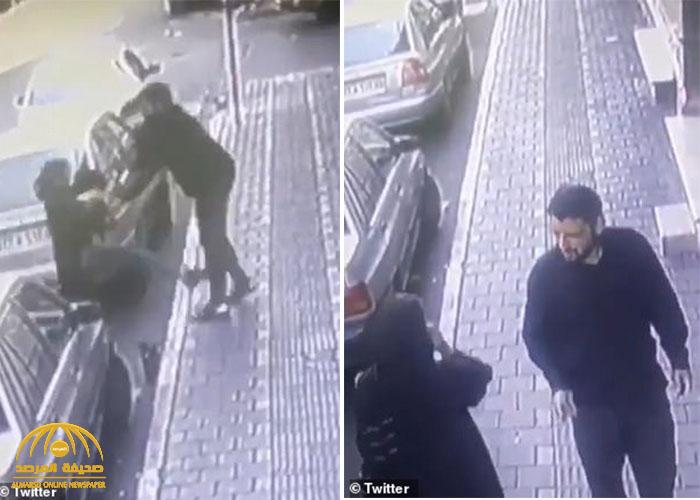 شاهد: إيراني متطرف يعتدي على امرأة ويركلها بقدمه لعدم ارتدائها الحجاب !