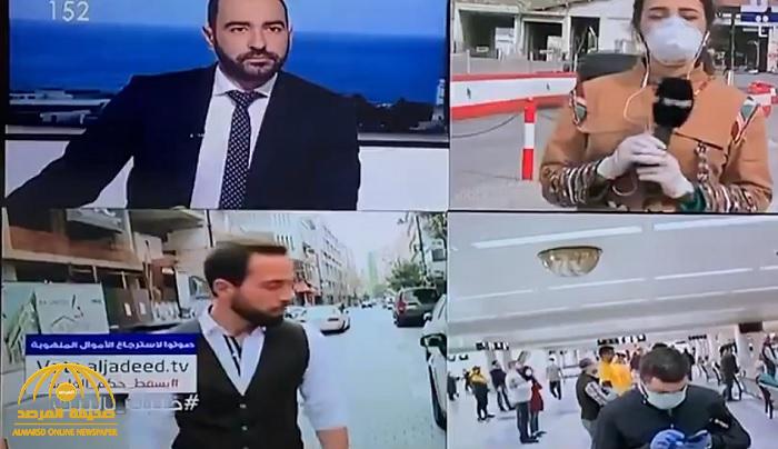 شاهد .. إعلامية لبنانية تسقط فجأة على الأرض أثناء تغطية عن كورونا