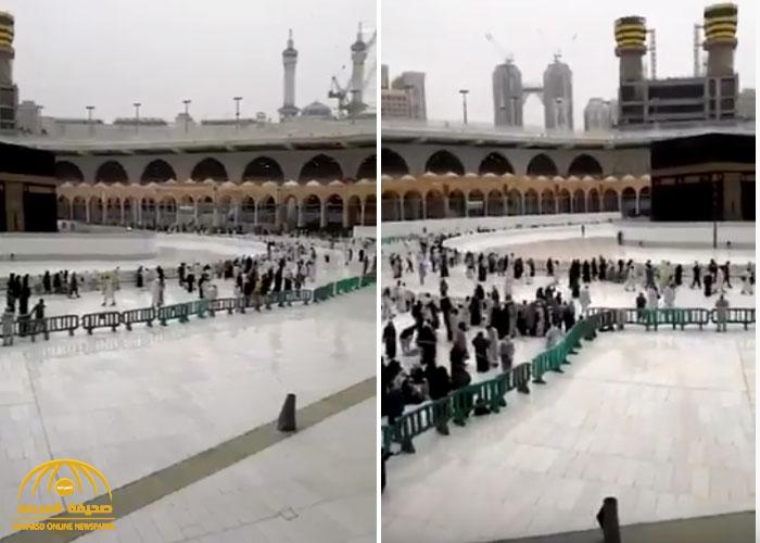 شاهد .. لحظة هطول الأمطار على المسجد الحرام