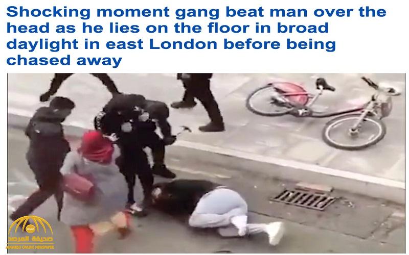 شاهد : عصابة تعتدي على رجل في لندن بعصا جولف .. وشجاعة امرأة محجبة تنقذ الموقف !