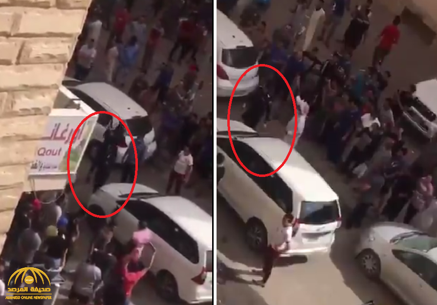 شاهد : رجل أمن كويتي يطلق النار لتفريق عمالة مصرية بعد اعتدائهم على مندوب شركتهم!