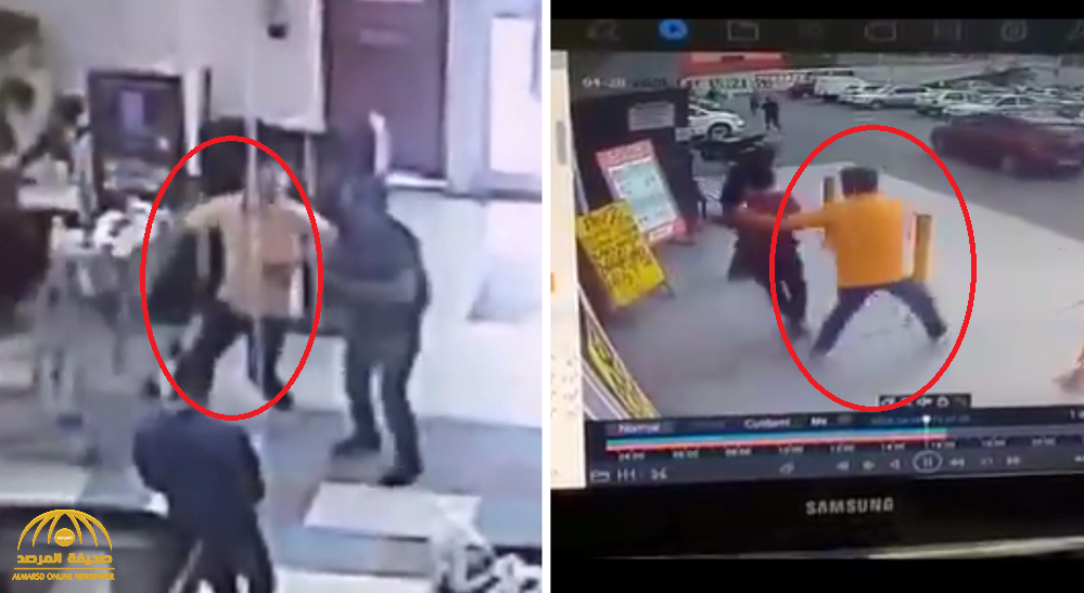 شاهد : مشاجرة عنيفة بين متسوق ورجل أمن بسبب "كمامة"  والموقف ينتهي بجريمة بشعة !