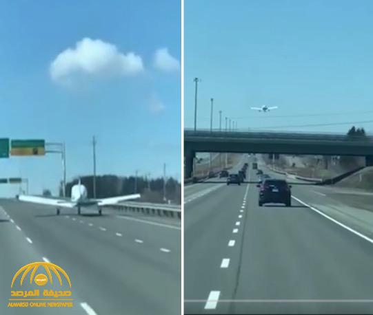 شاهد بالفيديو: لحظة هبوط طائرة اضطراريًا على طريق سريع مكتظ بالسيارات في كندا!