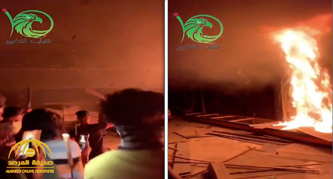 بالفيديو.. متظاهرون عراقيون يحرقون مقرا لمنظمة بدر ومنزل نائب